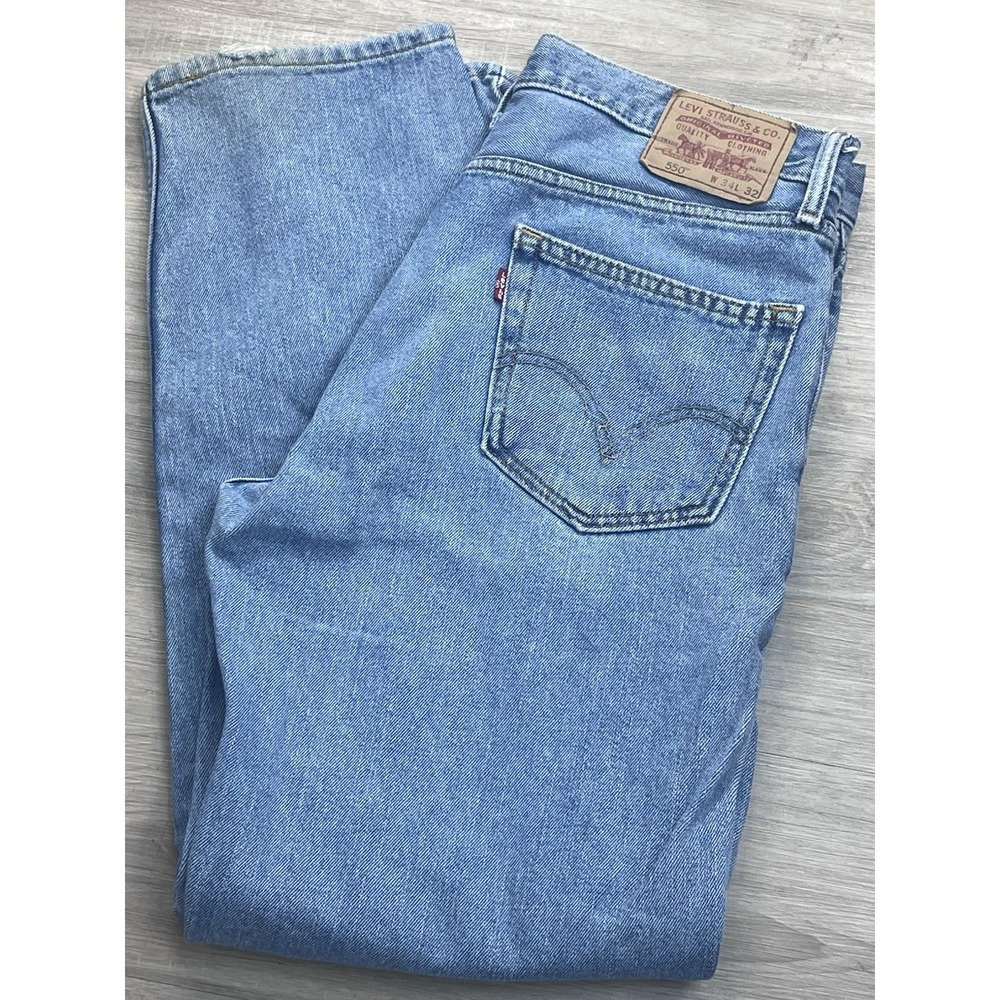 Levis 550 Relaxed Fit Vintage Y2K Jeans Men 34x32 Straight Blue‎ Distressed